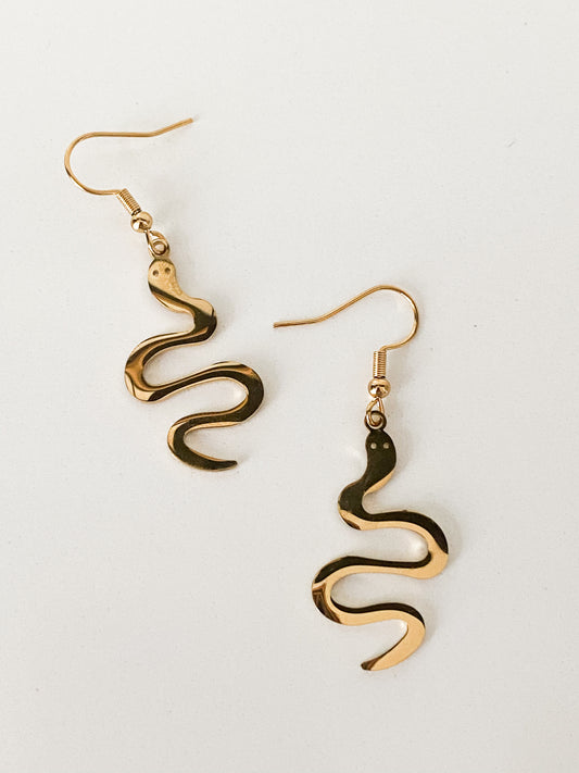 Snake earrings, dangle jewelry, animal earrings, stylish jewelry, unique, waterproof, affordable jewelry, Swiss