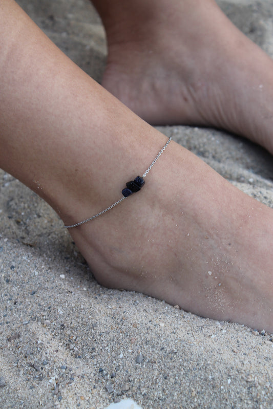 Blue Gold Stone Anklet