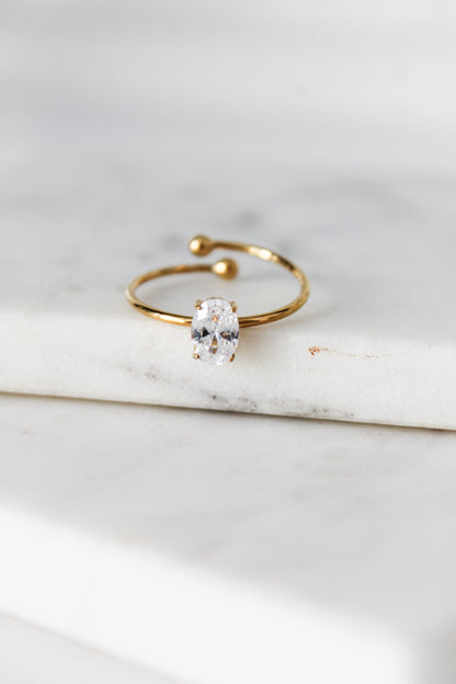 Oval Crystal Ring